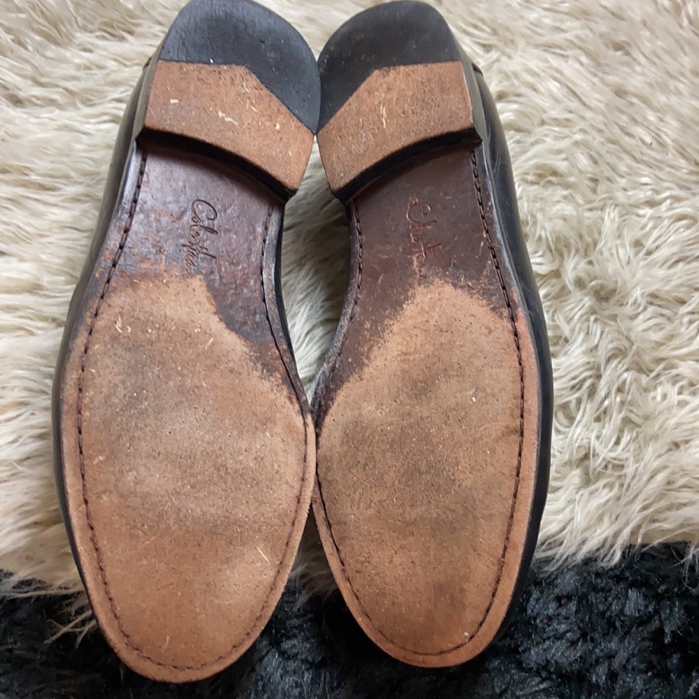 Cole Haan Black Leather Loafers with Gold Accents - Picture 7 of 8